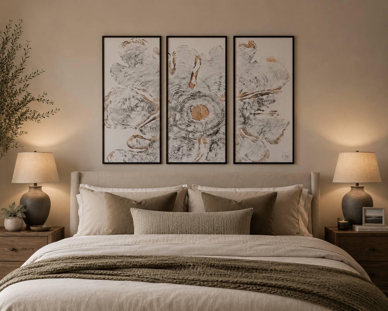 Ladysmith Tide Triptych three panel Vancouver Island wall art on a beach